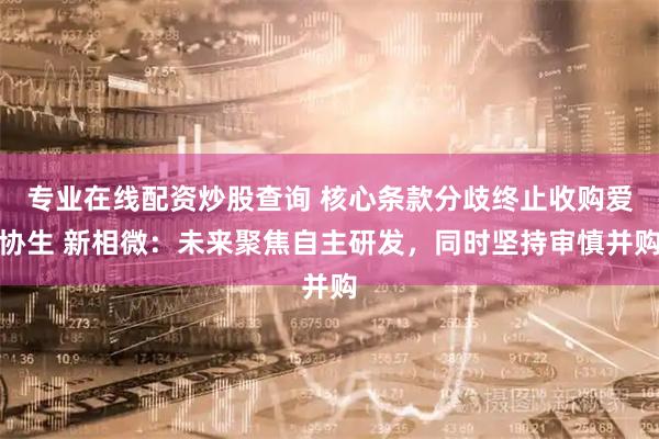 专业在线配资炒股查询 核心条款分歧终止收购爱协生 新相微：未来聚焦自主研发，同时坚持审慎并购
