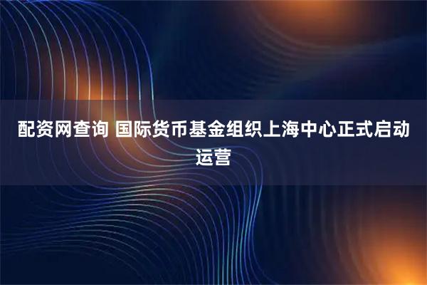 配资网查询 国际货币基金组织上海中心正式启动运营